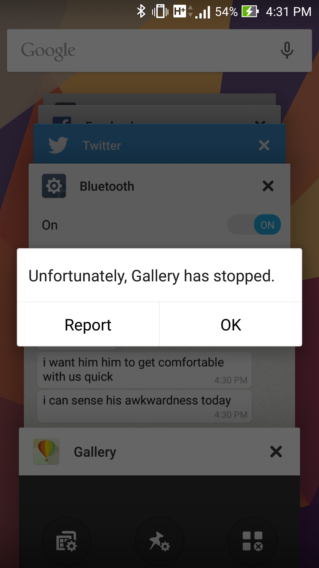 ASUS ZenUI App Crashed